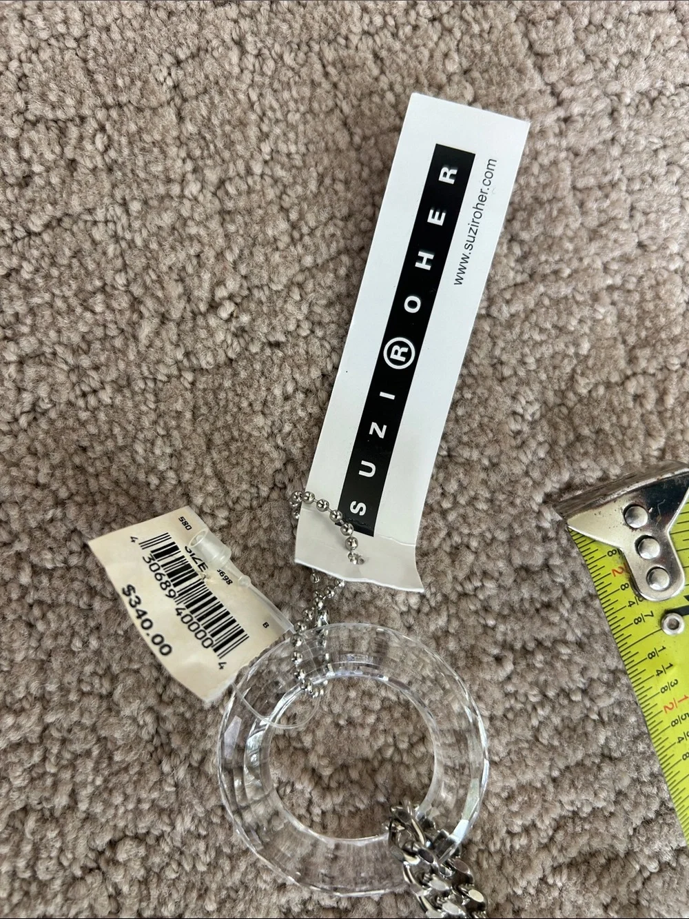 Suzi Roher Clear Ring-Link Acrylic Belt with Silver Hardware